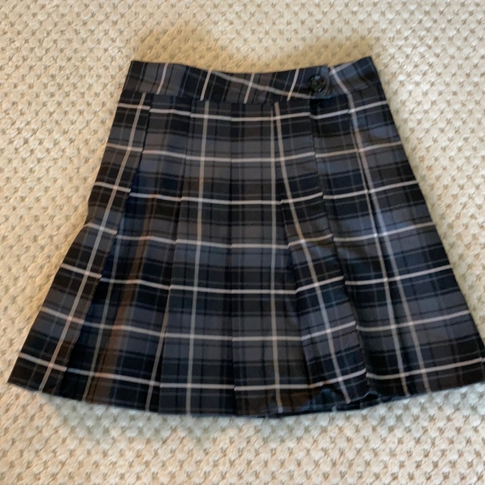 High waist plaid pleated skirt